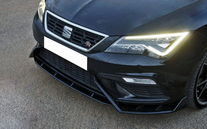 SEAT LEON 5F SPOILER FR SOTTO PARAURTI ANTERIORE ABS NERO LUCIDO SPLITTER ..-