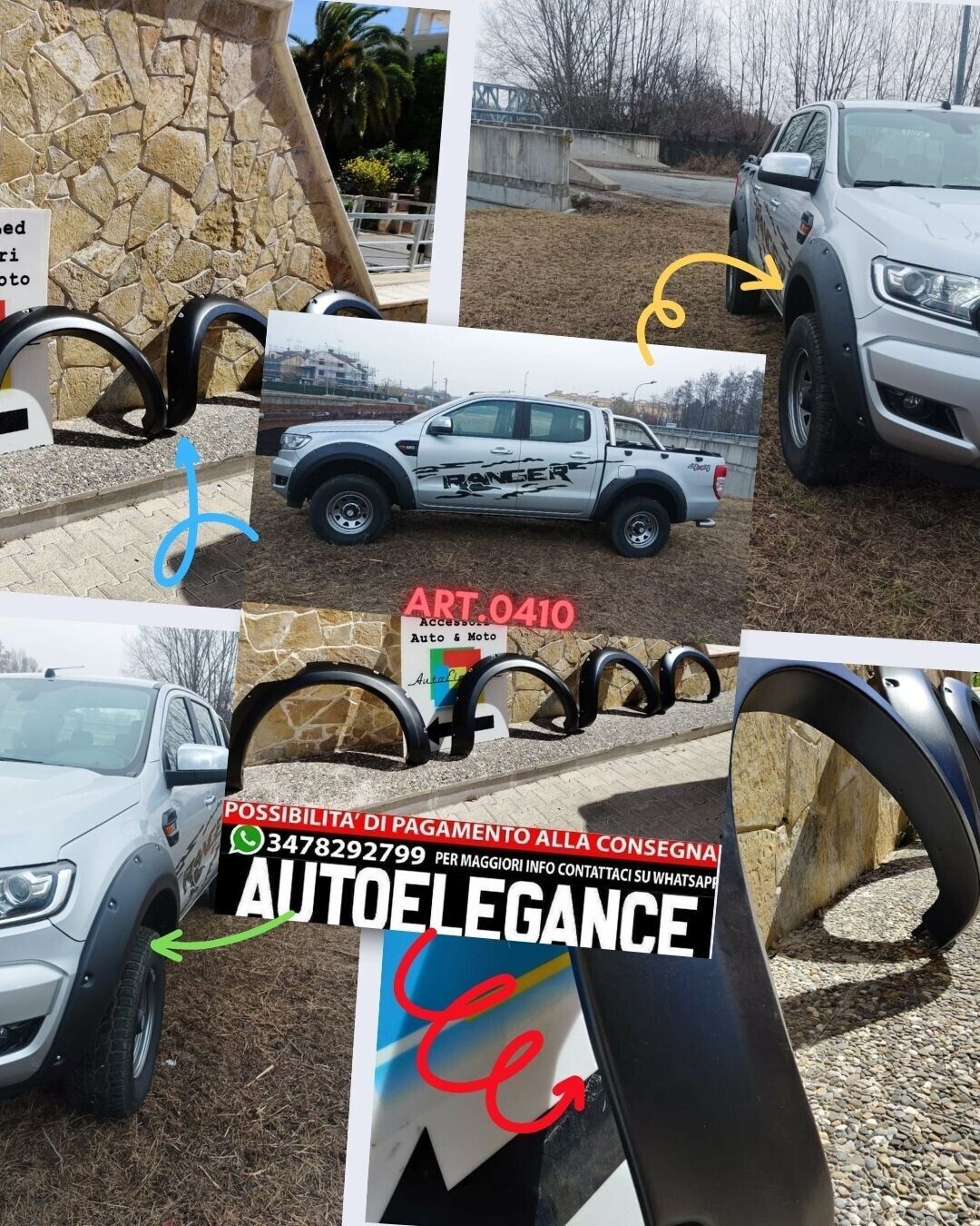 PARAFANGHI ALLARGATI ADATTI PER FORD RANGER T6 T7 T8 2012-2020 LOOK SPORTIVO