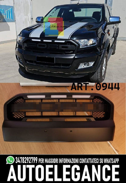 GRIGLIA MASCHERINA + LED NERO ADATTO PER FORD RANGER TK T6 T7 2015-2019