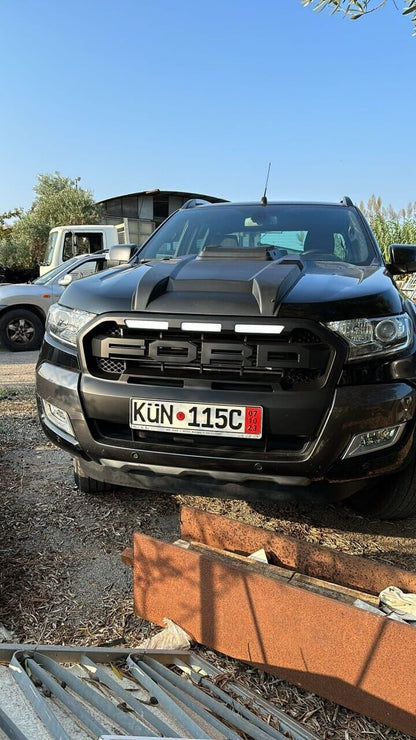 GRIGLIA MASCHERINA + LED NERO ADATTO PER FORD RANGER TK T6 T7 2015-2019