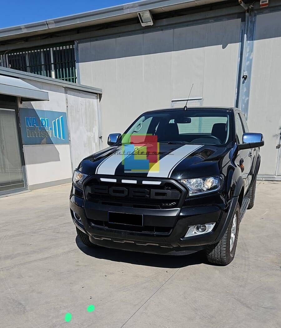 GRIGLIA MASCHERINA + LED NERO ADATTO PER FORD RANGER TK T6 T7 2015-2019
