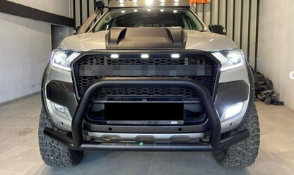 GRIGLIA MASCHERINA + LED NERO ADATTO PER FORD RANGER TK T6 T7 2015-2019