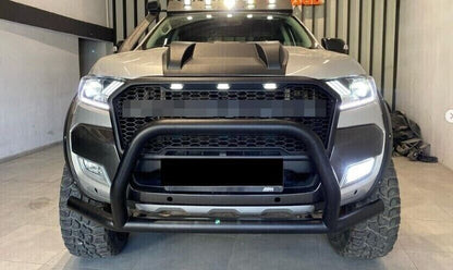 GRIGLIA ADATTA PER FORD RANGER T6 2015-2018 NERO OPACA + LED