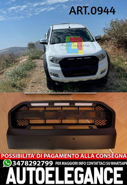 GRIGLIA ADATTA PER FORD RANGER T6 2015-2018 NERO OPACA + LED LOOK SPORTIVO