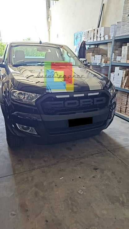 GRIGLIA ADATTA PER FORD RANGER T6 2015-2018 NERO OPACA + LED LOOK SPORTIVO