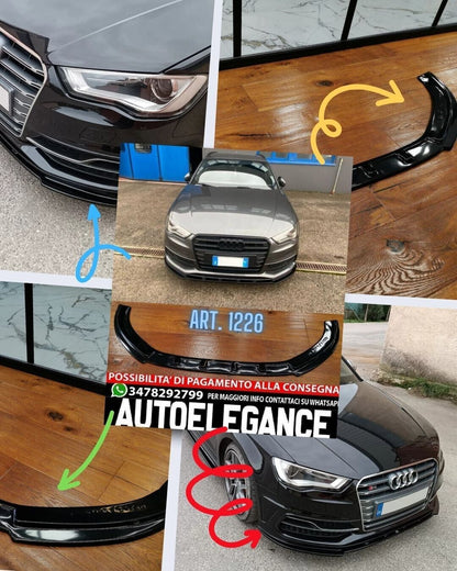 SPLITTER ADATTO PER AUDI A3 8V 2012-2016 S3 SLINE LOOK NERO LUCIDO