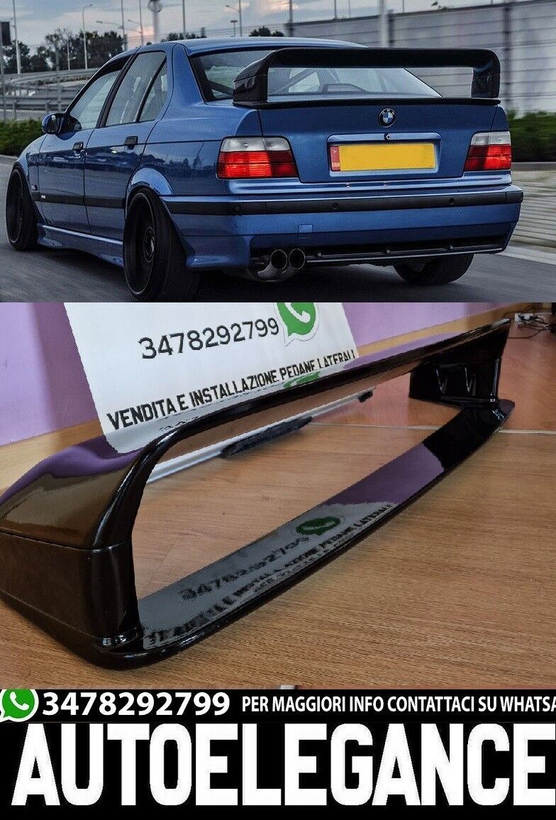 SPOILER TUNING M3 POSTERIORE COFANO BMW SERIE 3 E36 BERLINA COUPE NERO LUCIDO 00