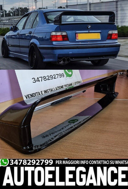 SPOILER TUNING M3 POSTERIORE COFANO BMW SERIE 3 E36 BERLINA COUPE NERO LUCIDO 00