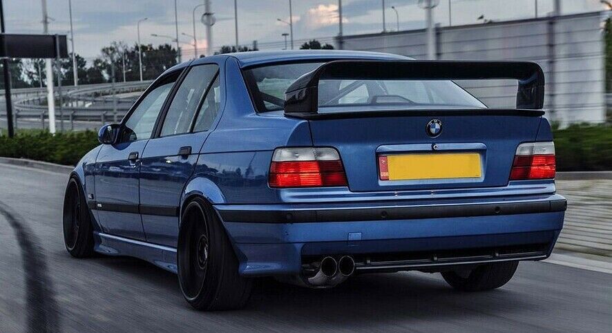 SPOILER TUNING M3 POSTERIORE COFANO BMW SERIE 3 E36 BERLINA COUPE NERO LUCIDO 00