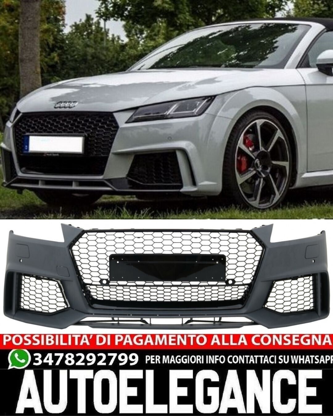 PARAURTI ANTERIORE ADATTO PER AUDI RSTT 8S 2014+ LOOK RS DESIGN SPORTIVO