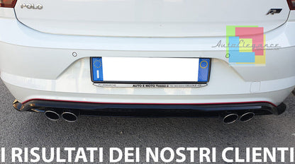 VW POLO AW1 2017- DIFFUSORE POSTERIORE SOTTO PARAURTI QUATTRO TERMINALI ABS NERO