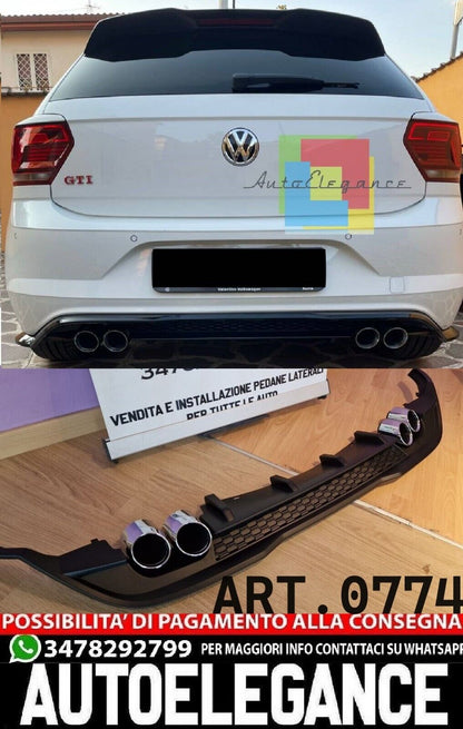 DIFFUSER SUITABLE FOR VW POLO AW1 2017+ GTI LOOK BLACK (WITH TERMINALS) 