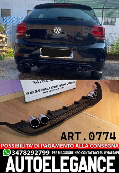 DIFFUSER SUITABLE FOR VW POLO AW1 2017+ GTI LOOK BLACK (WITH TERMINALS) 
