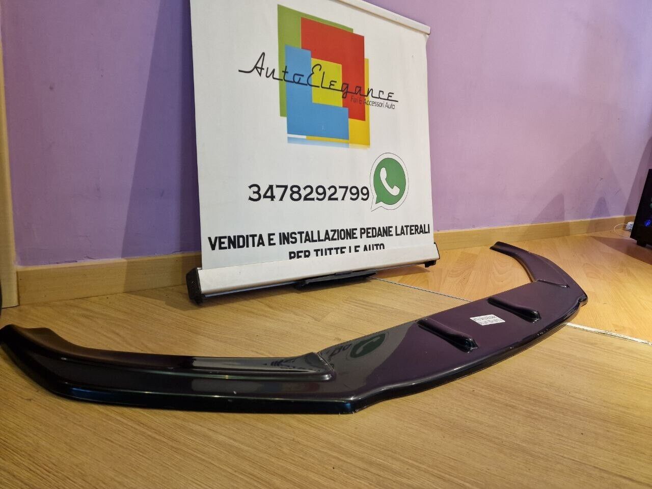 SPLITTER ANTERIORE PER AUDI TT FV MK3 2015+ ADATTO A PARAURTI RS NERO LUCIDO ABS