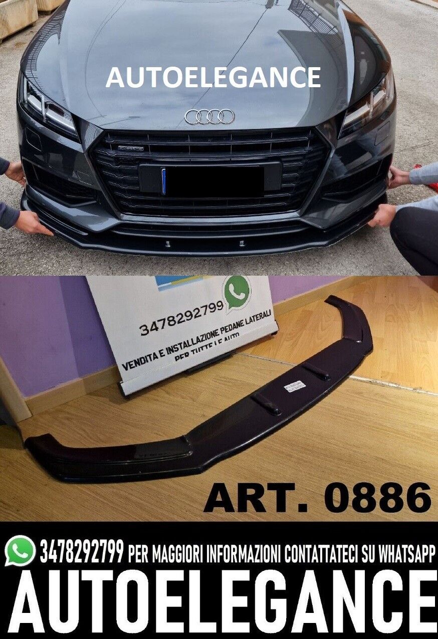 SPLITTER ANTERIORE PER AUDI TT FV MK3 2015+ ADATTO A PARAURTI RS NERO LUCIDO ABS