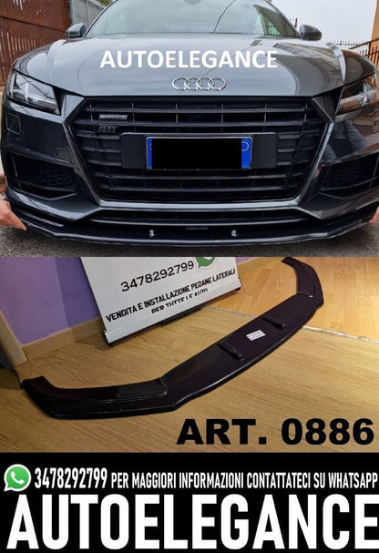 SPLITTER ANTERIORE PER AUDI TT FV MK3 2015+ ADATTO A PARAURTI RS NERO LUCIDO ABS