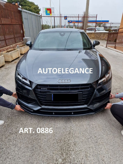 SPLITTER ANTERIORE PER AUDI TT FV MK3 2015+ ADATTO A PARAURTI RS NERO LUCIDO ABS