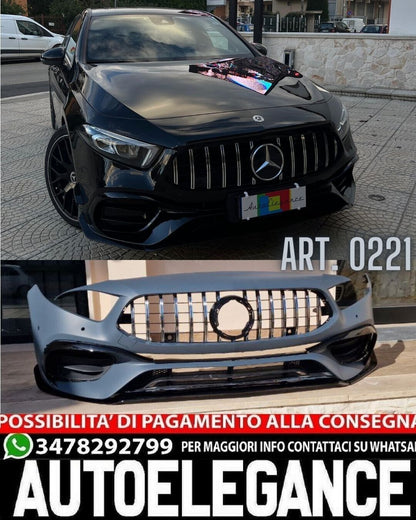 BUMPER SUITABLE FOR MERCEDES-BENZ A CLASS W177 AMG LOOK A45S + CHROME GRILLE 360 camera