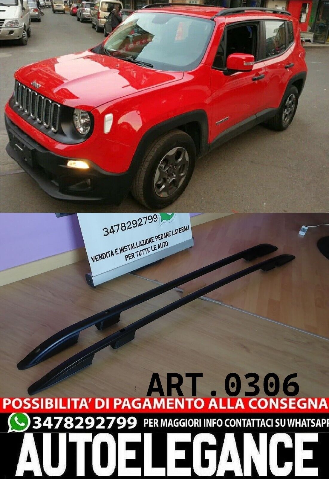 MANCORRENTI PORTAPACCHI NERI ADATTI PER JEEP RENEGADE 2014 - 2023