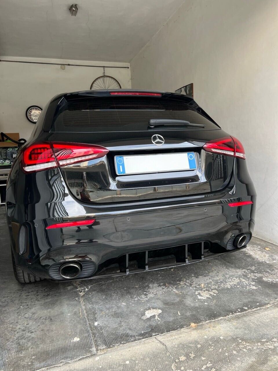 DIFFUSER SUITABLE FOR MERCEDES A CLASS W177 AMG + BLACK TERMINALS A35 LOOK