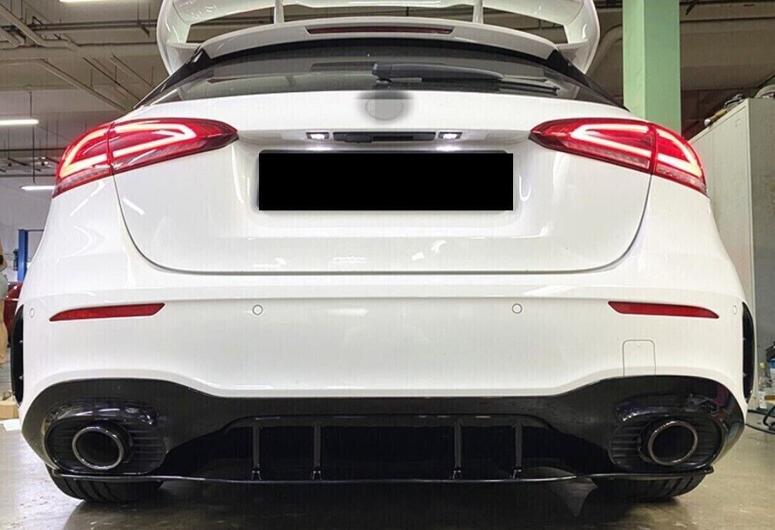 DIFFUSER SUITABLE FOR MERCEDES A CLASS W177 AMG + BLACK TERMINALS A35 LOOK