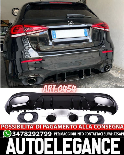 DIFFUSER SUITABLE FOR MERCEDES A CLASS W177 AMG + BLACK TERMINALS A35 LOOK