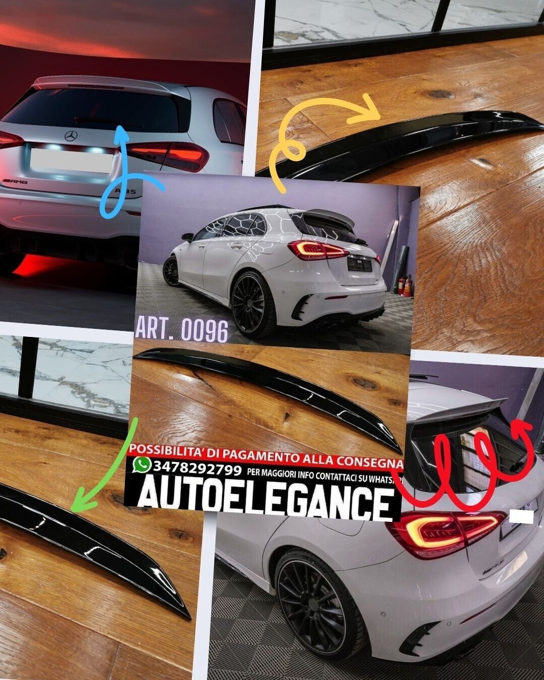 SPOILER ALA ADATTA PER MERCEDES CLASSE A W177 LOOK A35 NERO LUCIDO