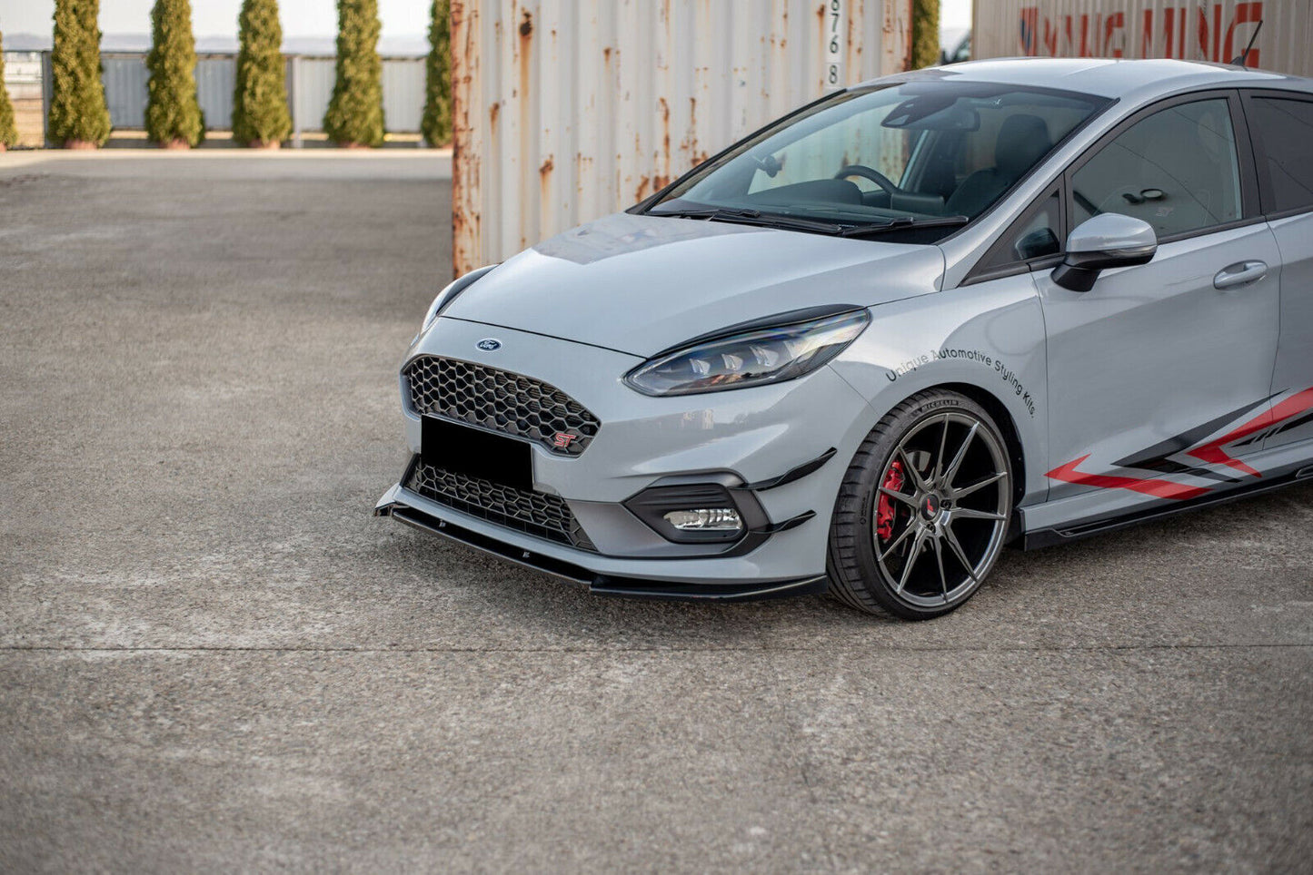 FRONT BUMPER SPOILER BLADE FORD FIESTA MK8 VII ST 2018+ BLACK SPLITTER 