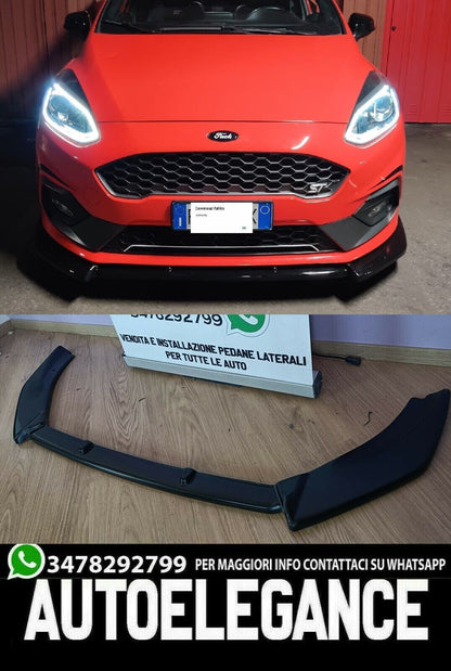 FRONT BUMPER SPOILER BLADE FORD FIESTA MK8 VII ST 2018+ BLACK SPLITTER 