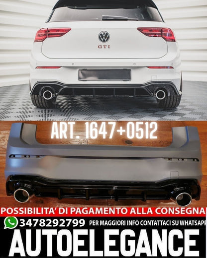 PARAURTI POSTERIORE ADATTO PER VW GOLF 8 2020+ LOOK GOLF 8 GTI DESIGN SPORTIVO
