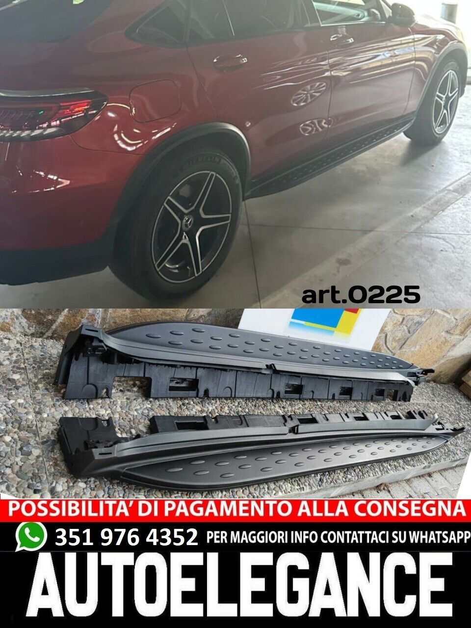 PEDANE LATERALI SOTTOPORTA PER MERCEDES GLC X253 C253 COUPE SUV NERO AMG black 0