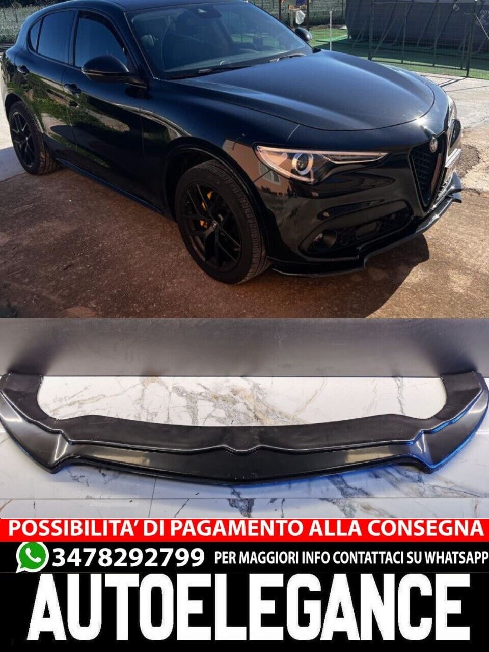 SPLITTER SUITABLE FOR ALFA ROMEO STELVIO GLOSSY BLACK LOOK SPORTY DESIGN 