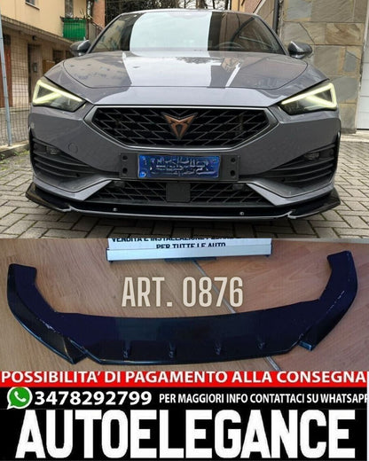 SPLITTER ADATTO PER SEAT CUPRA LEON 2020+ DESIGN SPORTIVO LOOK NERO LUCIDO