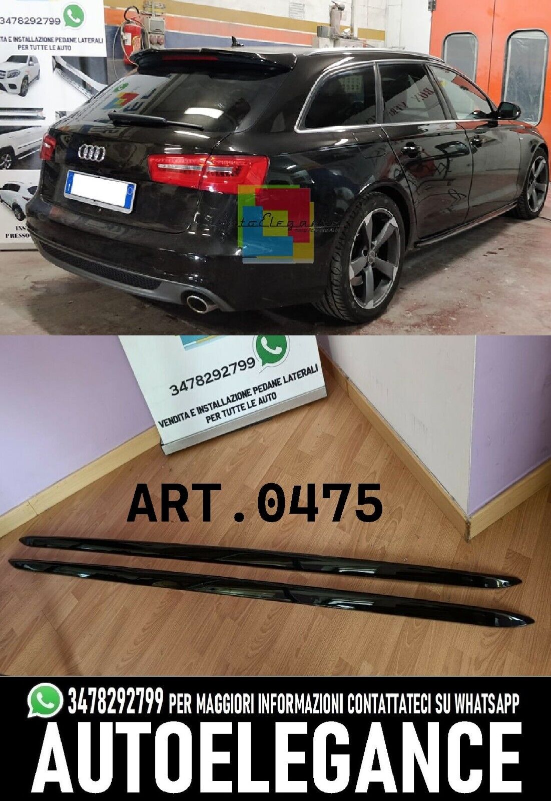 💎SKIRT SUITABLE FOR AUDI A6 4G FROM 2011 TO 2018 GLOSSY BLACK SPORTY LOOK💎 