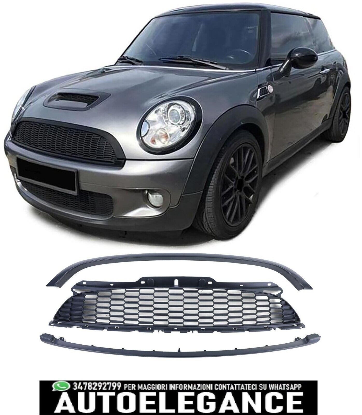Griglia sportiva nera opaca 3pz set per Mini Cooper R56 convertibile R57 06-09
