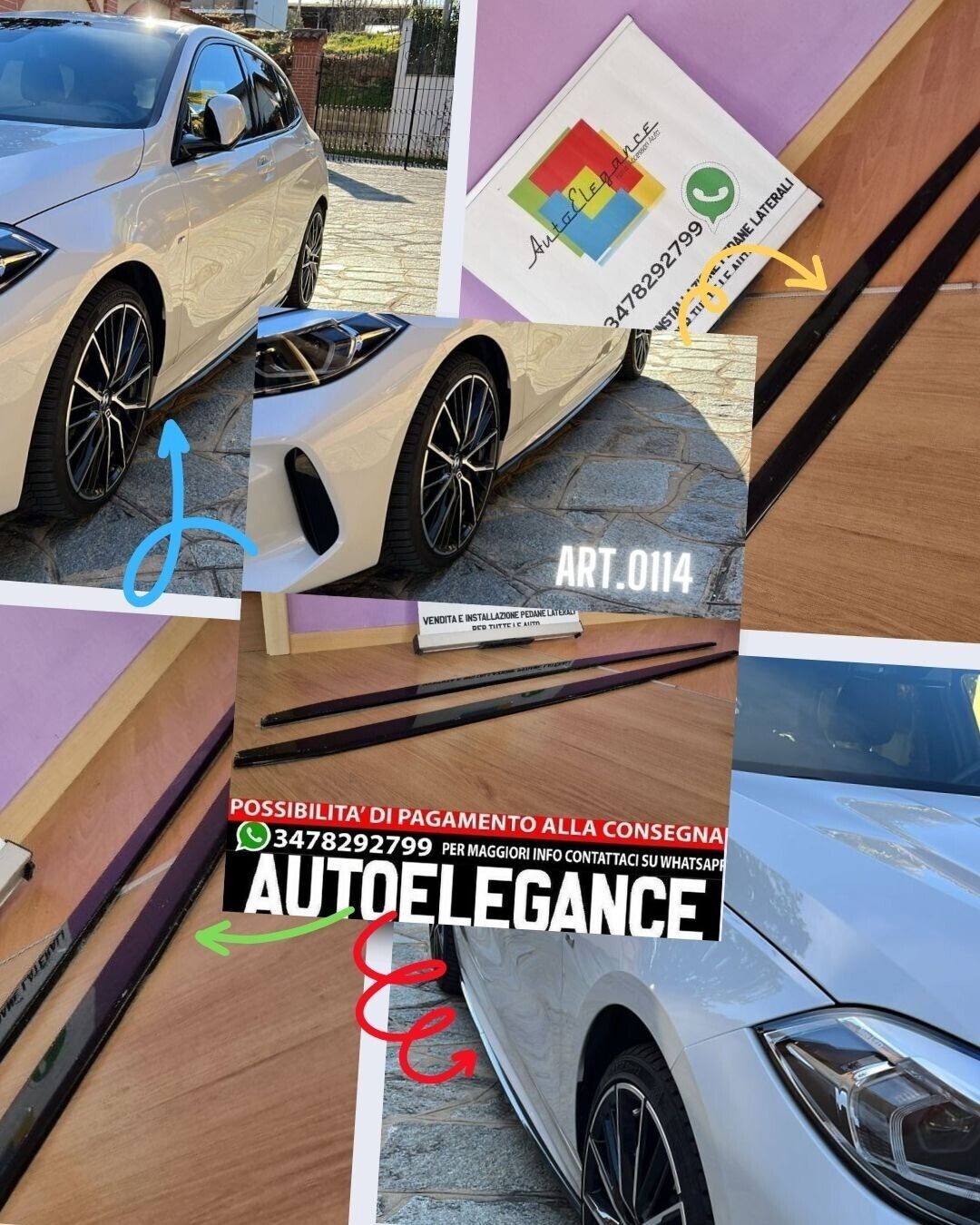 UNDER SKIRTS SUITABLE FOR BMW 1 SERIES F40 M SPORT ABS LOOK GLOSSY BLACK