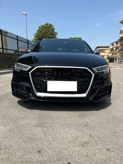 GRIGLIA ANTERIORE AUDI A3 8V 2016-2019 CALANDRA RS3 NIDO D'APE BORDO SATINATA ..