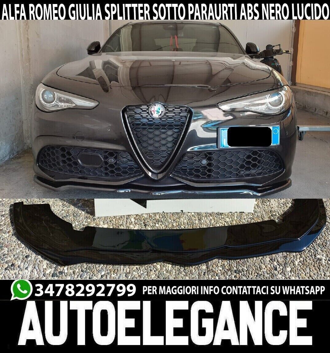 SPLITTER ALFA ROMEO GIULIA VELOCE PARAURTI ANTERIORE SPOILER LAMA NERO