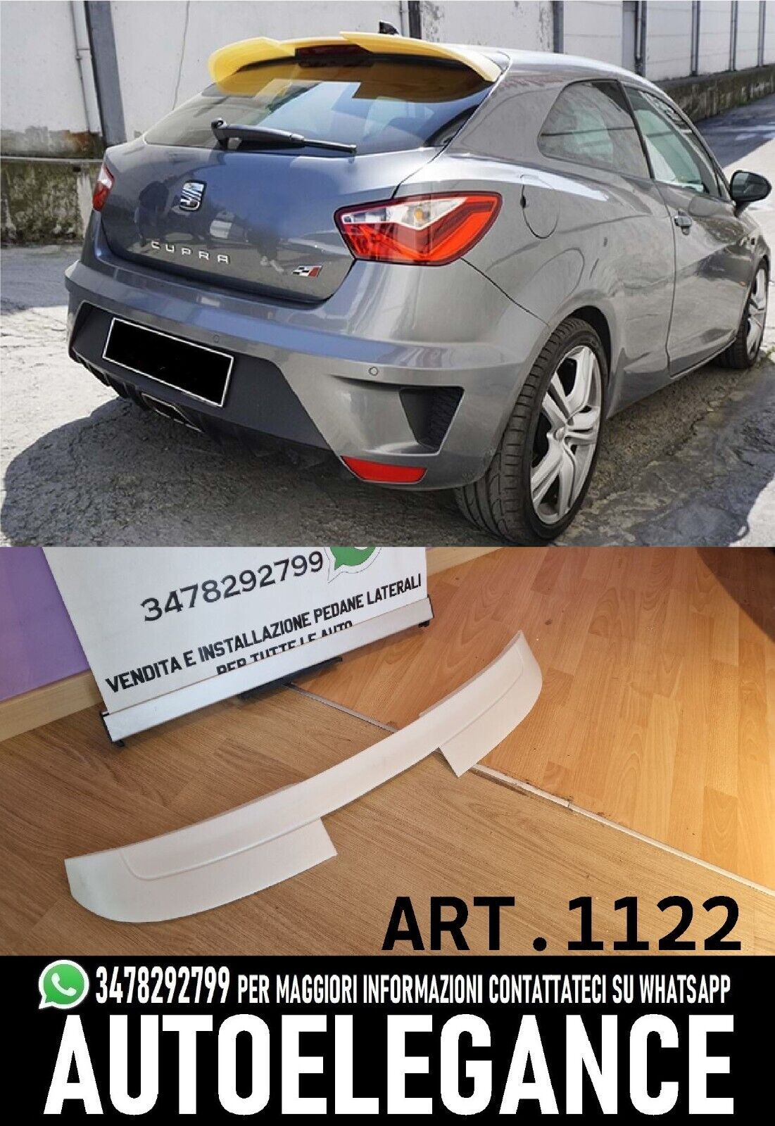 SPOILER TETTO ADATTO PER SEAT IBIZA 6J 3 PORTE 2008-2017 LOOK CUPRA 1122