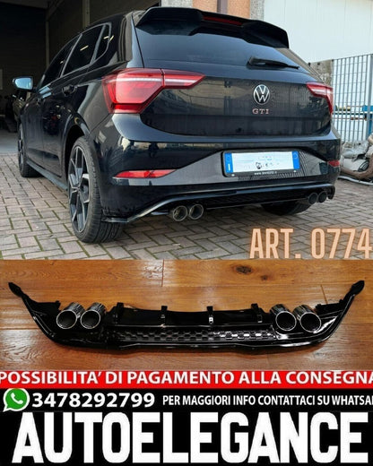 DIFFUSER SUITABLE FOR VW POLO AW1 2017+ GTI LOOK BLACK (WITH TERMINALS) 