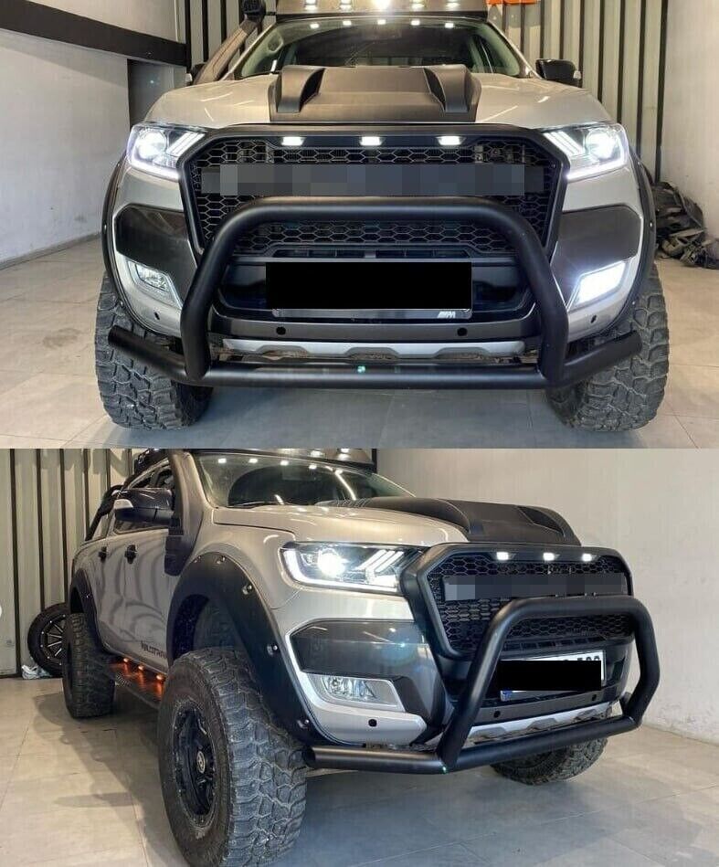 GRIGLIA ADATTA PER FORD RANGER T6 2015-2018 NERO OPACA + LED LOOK SPORTIVO