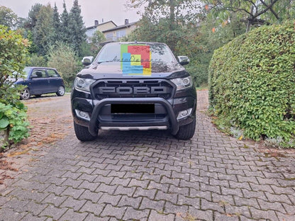 ⭐GRIGLIA ADATTA PER FORD RANGER T6 2015-2018 NERO OPACA + LED LOOK SPORTIVO⭐