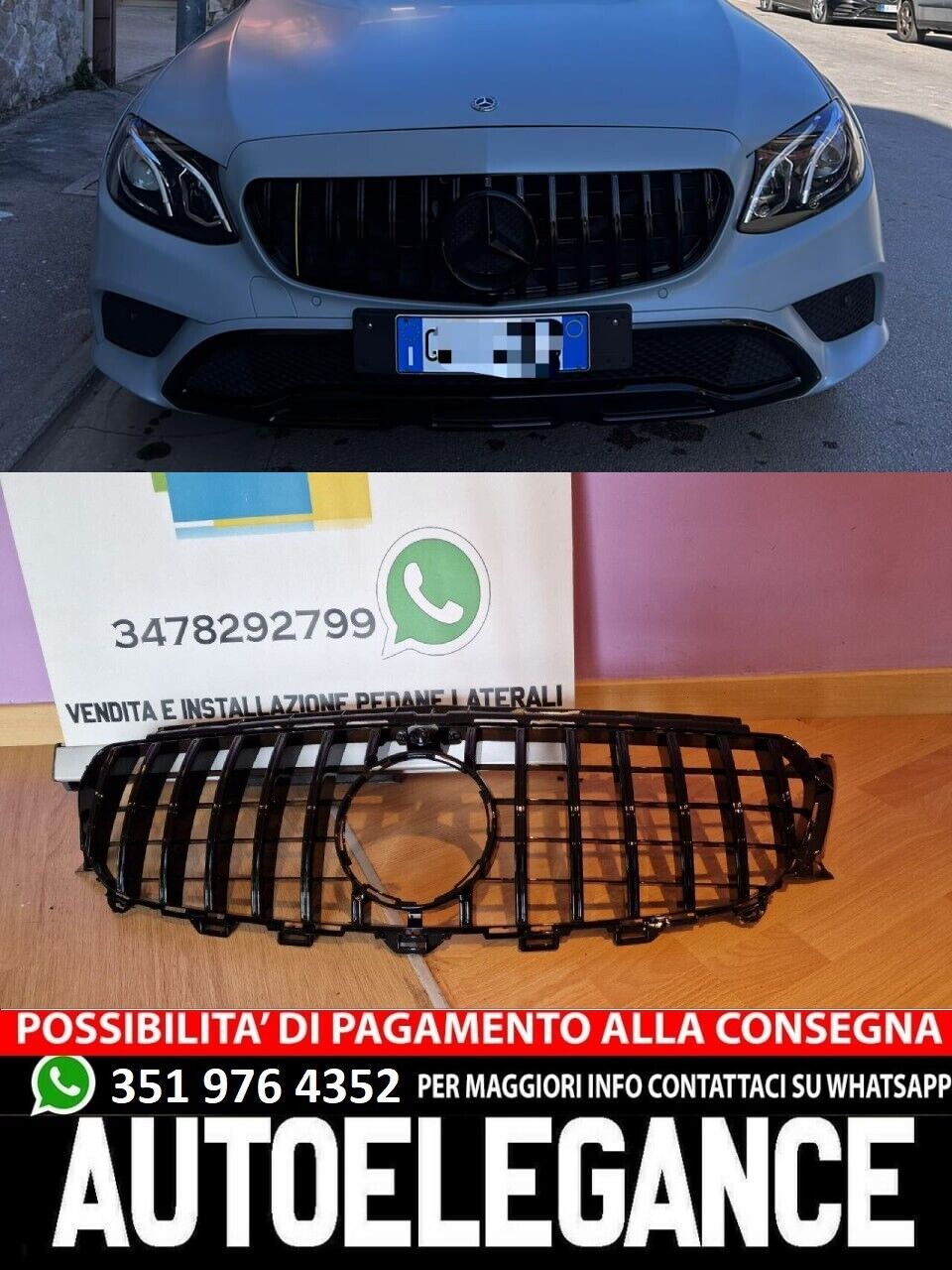 💎GRILLE SUITABLE FOR MERCEDES-BENZ E-CLASS W213 / C238 2016-2020 GT LOOK CHROME
