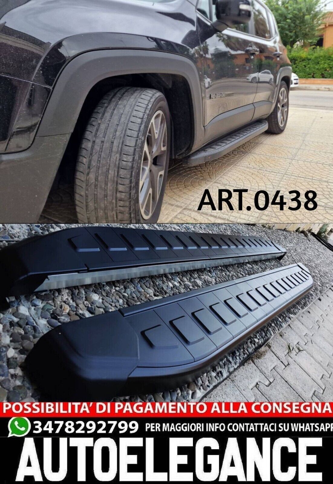 PEDANE LATERALI ADATTE PER JEEP RENEGADE DESIGN SPORTIV LOOK NERO