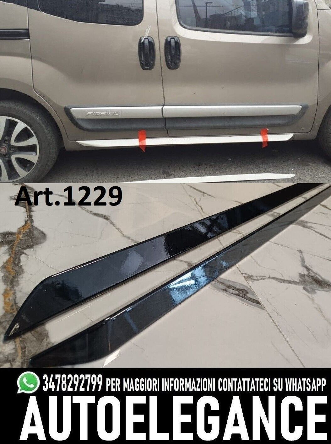 MINIGONNE ADATTE PER FIAT FIORINO NERO LUCIDO 2008-2021