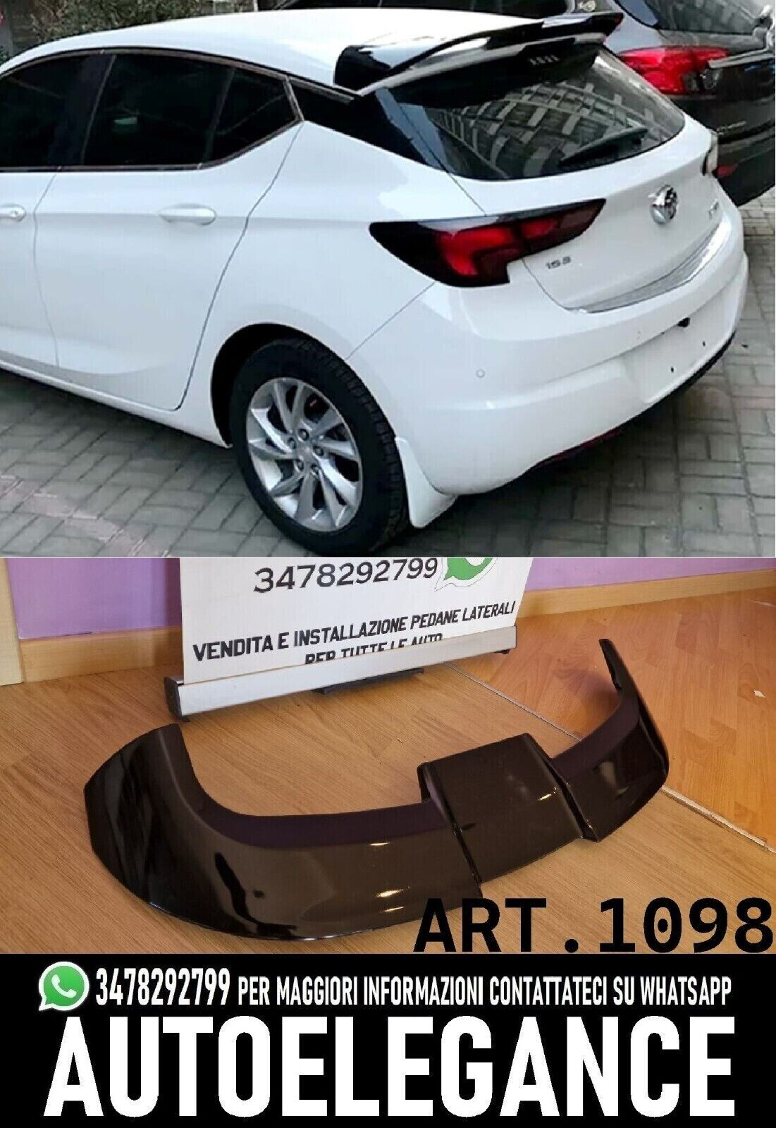 SPOILER TETTO ADATTO PER OPEL ASTRA K 2015-2021 LOOK OETTINGER NERO LUCIDO 1098