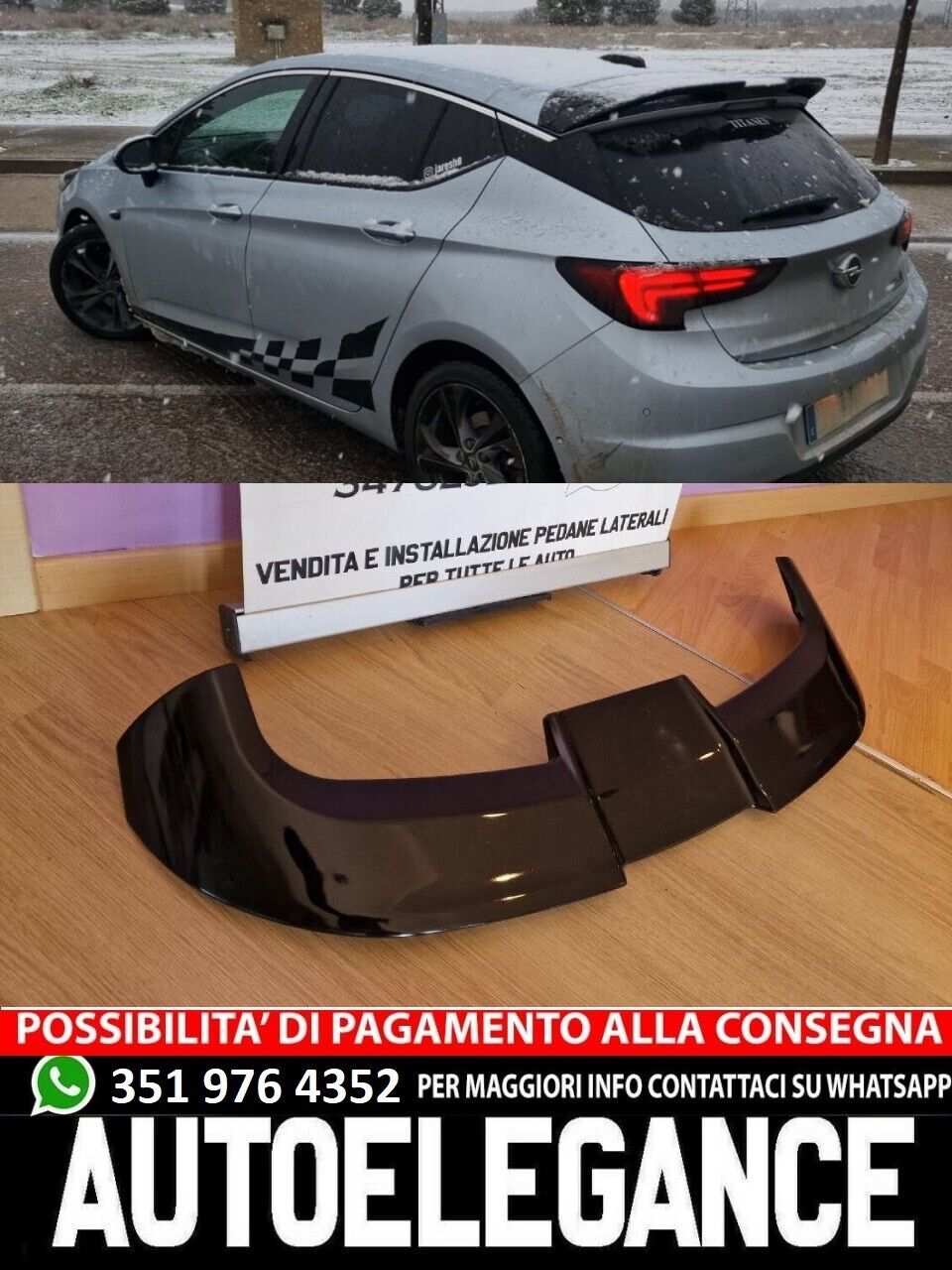 SPOILER TETTO ADATTO PER OPEL ASTRA K 2015-2021 LOOK OETTINGER NERO LUCIDO 1098