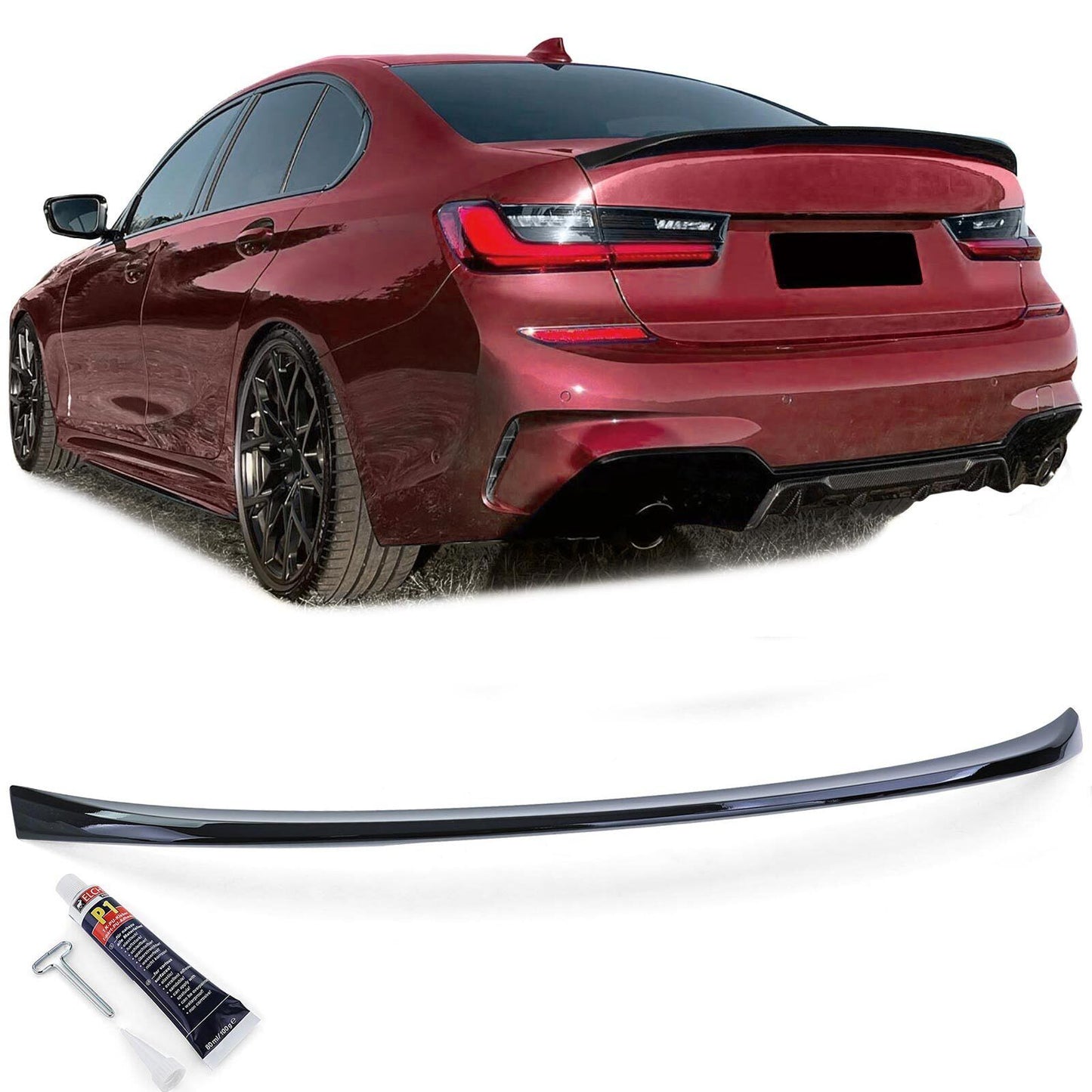 Spoiler posteriore sportivo labbro nero lucido con ABE adatto per BMW Serie 3