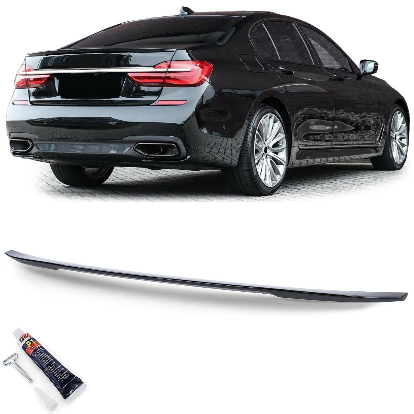 Rear Spoiler Sport Lip Gloss Black with ABE suitable for BMW 7 Series