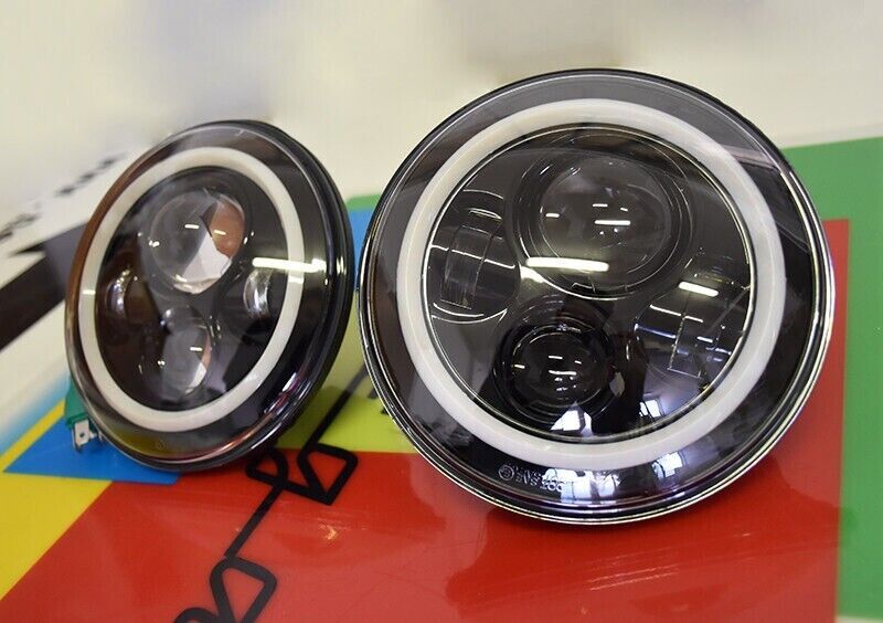 ROUND FRONT HEADLIGHTS DRL 7" ANGEL EYES SUITABLE FOR JEEP WRANGLER